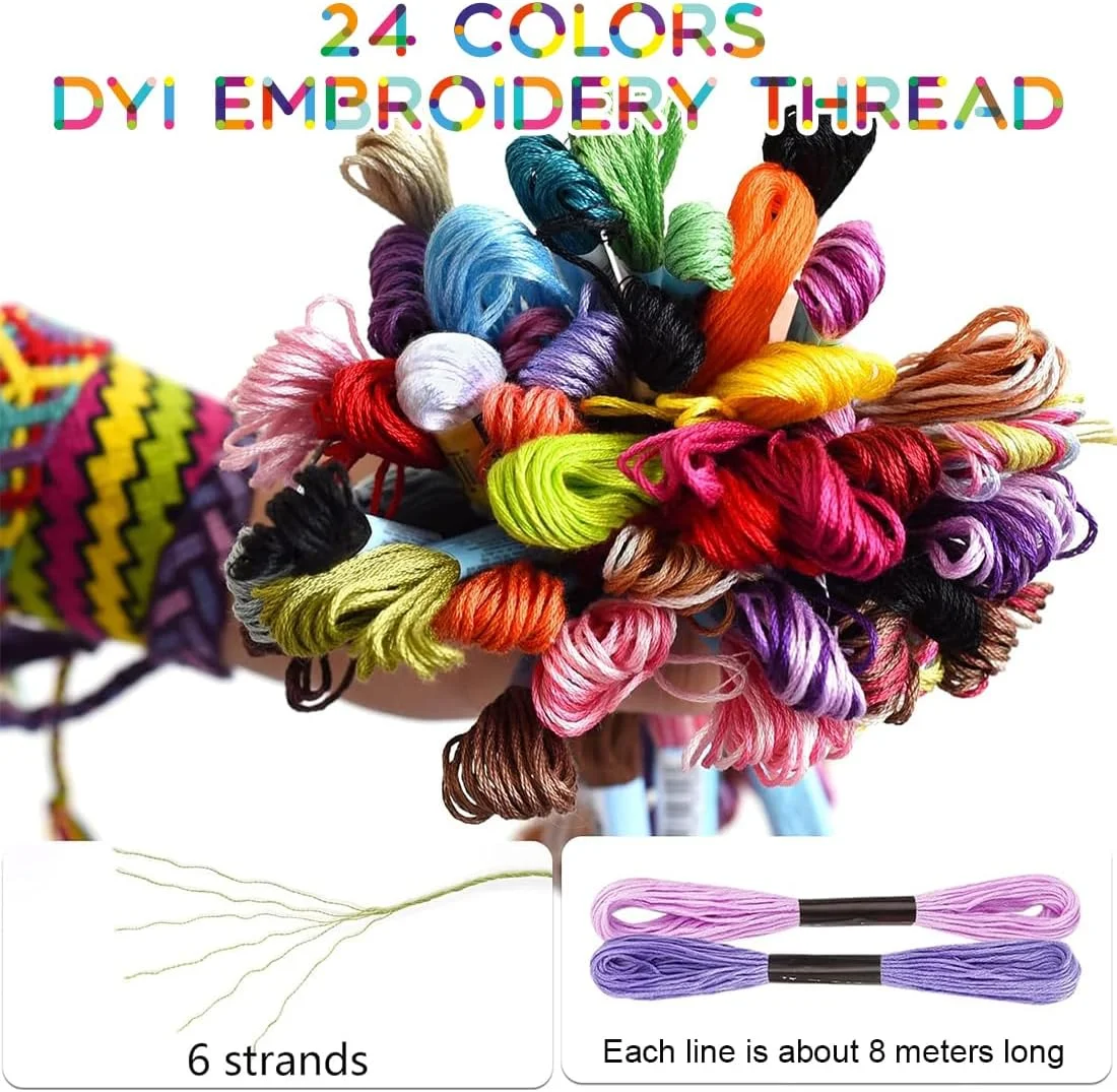 نخ گلدوزی ZKGYUS، نخ دندان گلدوزی چند رنگ پلی استر نرم مناسب برای دستبندها، مجموعه صنایع دستی گلدوزی، هنر، کوک متقاطع 8 متری 6 رشته نخ، نخ های خیاطی، قلاب بافی (24 رنگ) نخ گلدوزی ZKGYUS، نخ دندان گلدوزی چند رنگ پلی استر نرم مناسب برای دستبندها، مجموعه صنایع دستی گلدوزی، هنر، کوک متقاطع 8 متری 6 رشته نخ، نخ های خیاطی، قلاب بافی (24 رنگ)