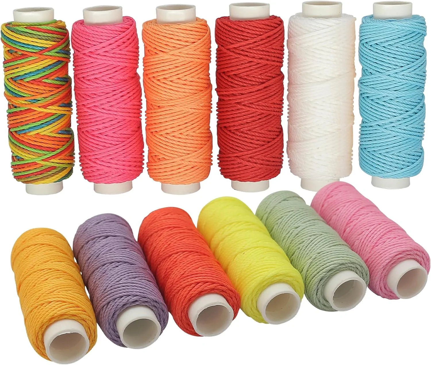 نخ موم زده ZhXu Shuo در 12 رنگ، نخ های مومی، نخ دوخت چرم پلی استر، رشته های مومی برای مکرومه بافی، ساخت دستبندهای DIY، صنایع دستی یا پروژه های چرمی