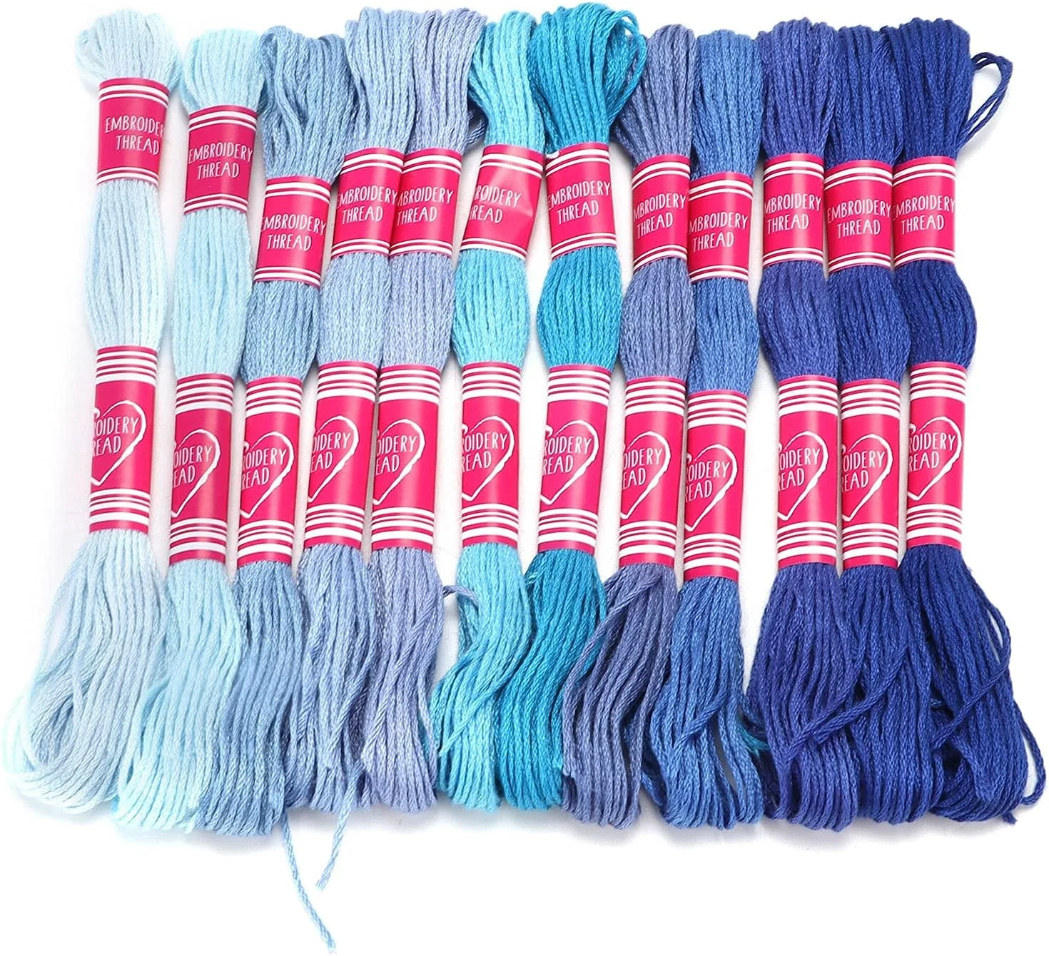 نخ پلی استر ZJCQA، مجموعه نخ گلدوزی مقاوم نفیس رنگارنگ بادوام چند منظوره برای خانواده دوستان برای ابزار صنایع دستی برای صنایع دستی DIY برای دختران کودکان (سری آبی)