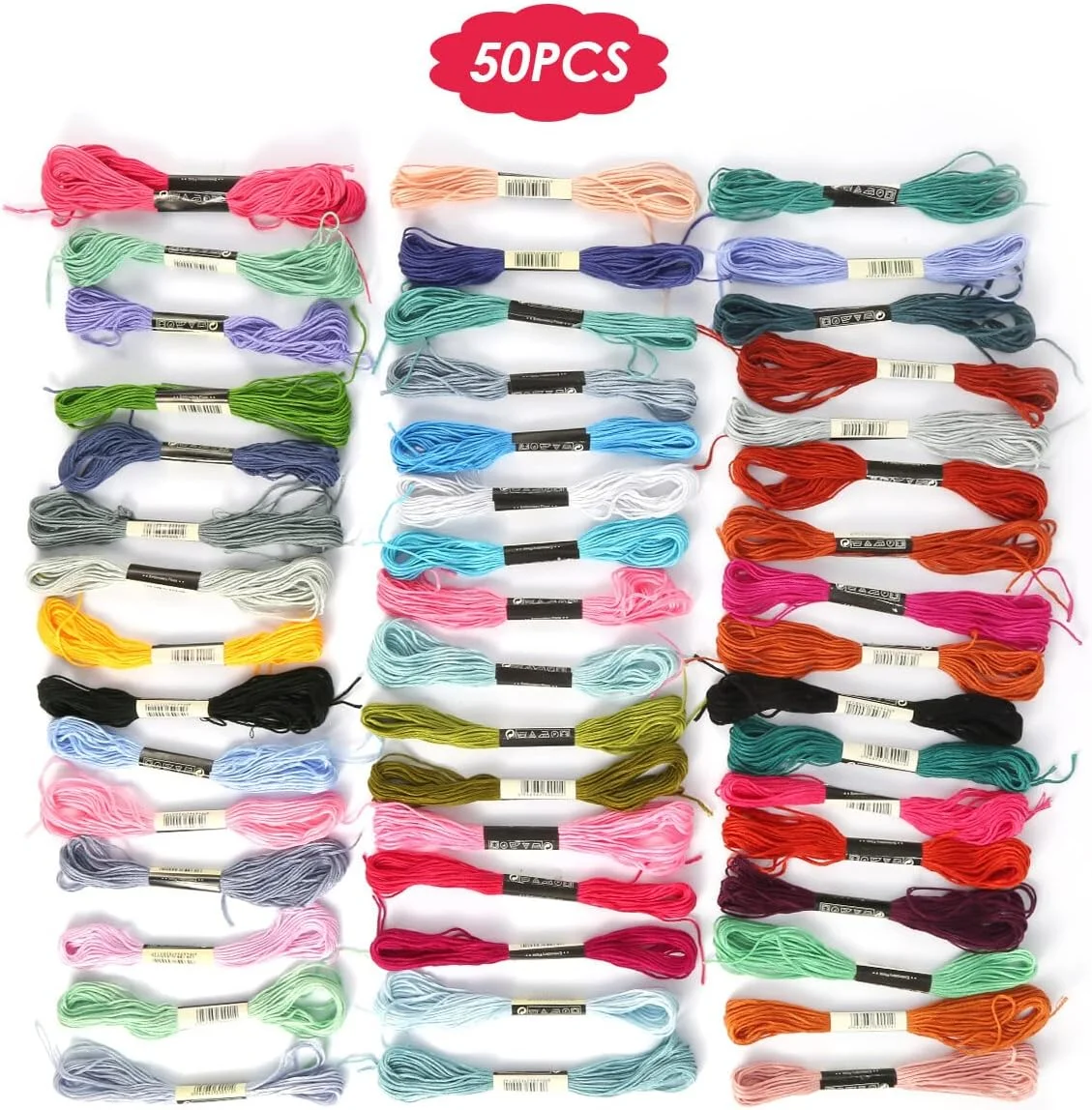 نخ گلدوزی رنگین کمانی Zjyufy، 50 کلاف، نخ دستبند دوستی، نخ بخیه متقاطع 8.7 یاردی، نخ دوخت و وصله برای تزئین صنایع دستی نخ گلدوزی رنگین کمانی Zjyufy، 50 کلاف، نخ دستبند دوستی، نخ بخیه متقاطع 8.7 یاردی، نخ دوخت و وصله برای تزئین صنایع دستی