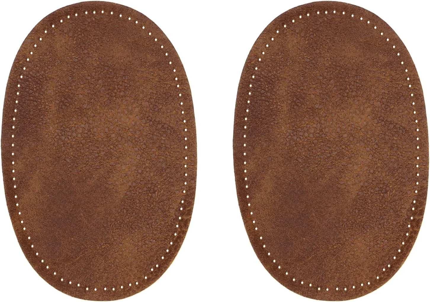 ZUPAYIPA 2 عدد وصله بیضی شکل پارچه ای برای آرنج و زانو، وصله های تعمیر شلوار و ژاکت، لوازم صنایع دستی، تکه دوزی خیاطی (چرم PU، قهوه ای)