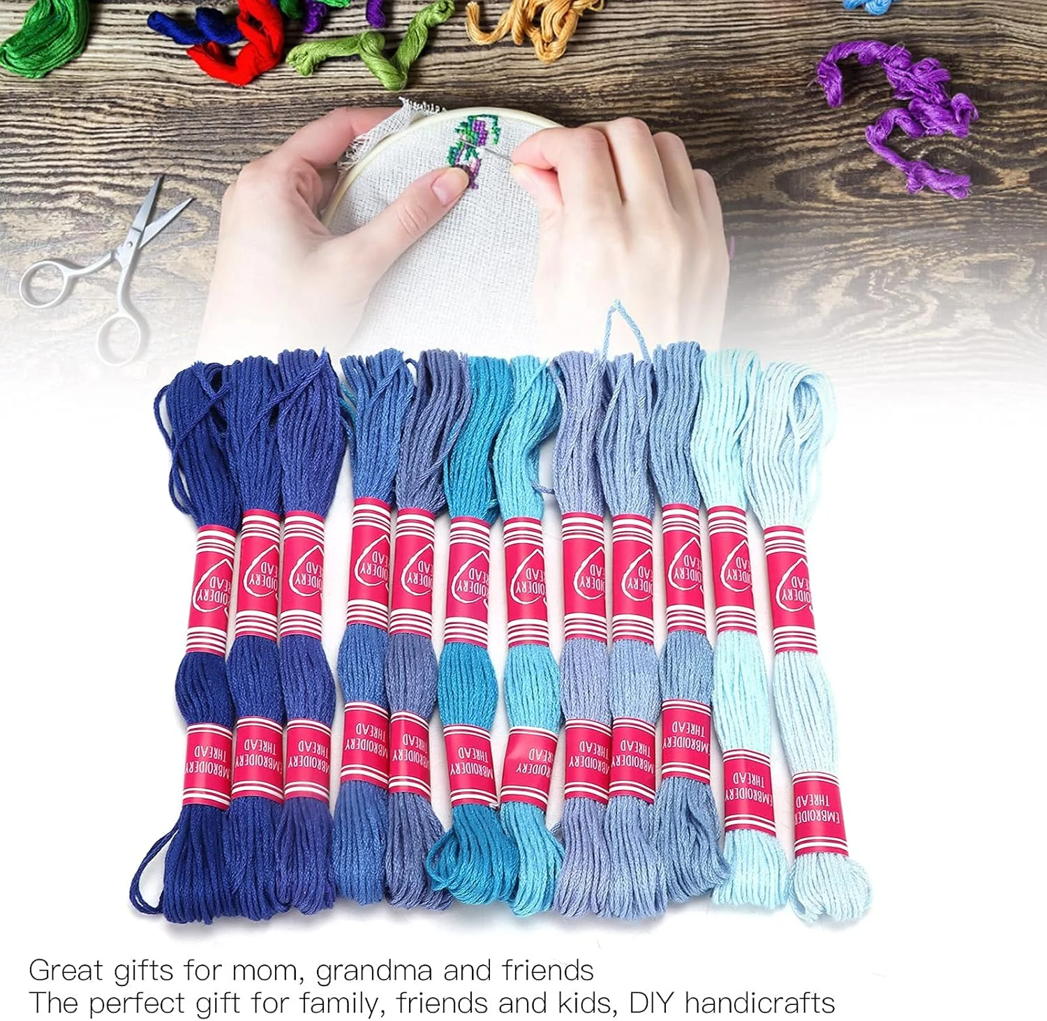 نخ پلی استر ZJCQA، مجموعه نخ گلدوزی مقاوم نفیس رنگارنگ بادوام چند منظوره برای خانواده دوستان برای ابزار صنایع دستی برای صنایع دستی DIY برای دختران کودکان (سری آبی) نخ پلی استر ZJCQA، مجموعه نخ گلدوزی مقاوم نفیس رنگارنگ بادوام چند منظوره برای خانواده دوستان برای ابزار صنایع دستی برای صنایع دستی DIY برای دختران کودکان (سری آبی)