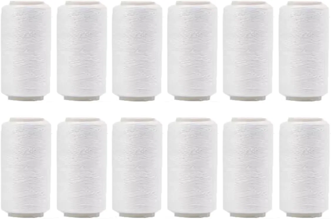 ییینگ 12 قرقره نخ خیاطی پلی استر 600 یاردی برای چرخ خیاطی، نخ با کیفیت عالی و همه منظوره (سفید)