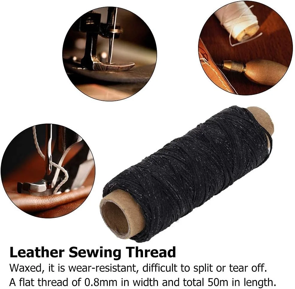 نخ دوخت دستی ZJCQA، نخ خیاطی مقاوم در برابر سایش ZJCQA نخ دوخت چرم قوی و بادوام برای مصارف خانگی (مشکی) نخ دوخت دستی ZJCQA، نخ خیاطی مقاوم در برابر سایش ZJCQA نخ دوخت چرم قوی و بادوام برای مصارف خانگی (مشکی)