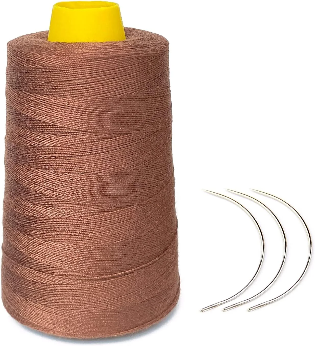 نخ دوخت موی طبیعی ضخیم Young Hair به همراه 3 عدد سوزن فر کننده برای ساخت کلاه گیس، 1000 یارد (قهوه ای روشن) نخ دوخت موی طبیعی ضخیم Young Hair به همراه 3 عدد سوزن فر کننده برای ساخت کلاه گیس، 1000 یارد (قهوه ای روشن)