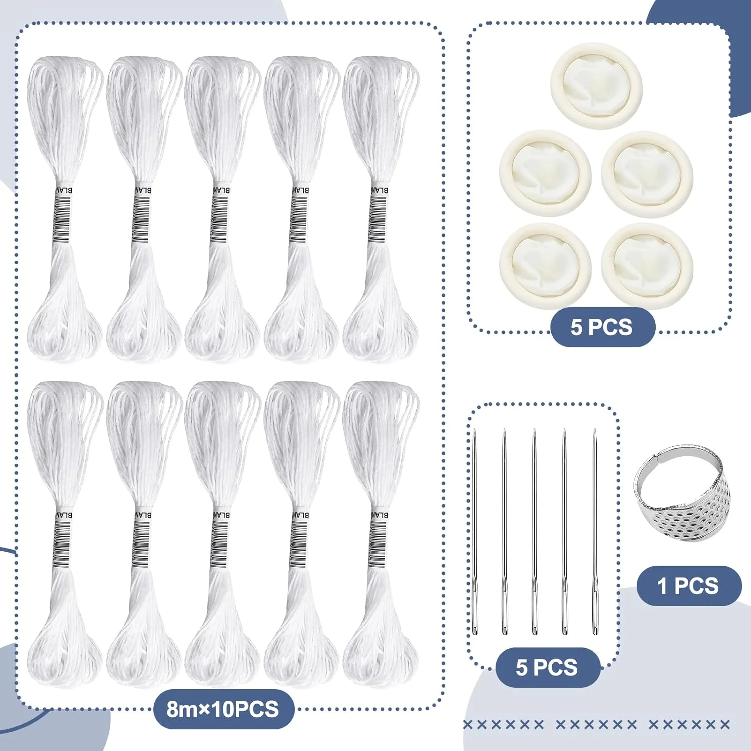 کیت ساشیکو Yousoontic، انگشتانه ساشیکو قابل تنظیم و سوزن ها، مجموعه انگشتانه نخ برای لحاف دوزی و گلدوزی دستی، نخ سفید کیت ساشیکو Yousoontic، انگشتانه ساشیکو قابل تنظیم و سوزن ها، مجموعه انگشتانه نخ برای لحاف دوزی و گلدوزی دستی، نخ سفید
