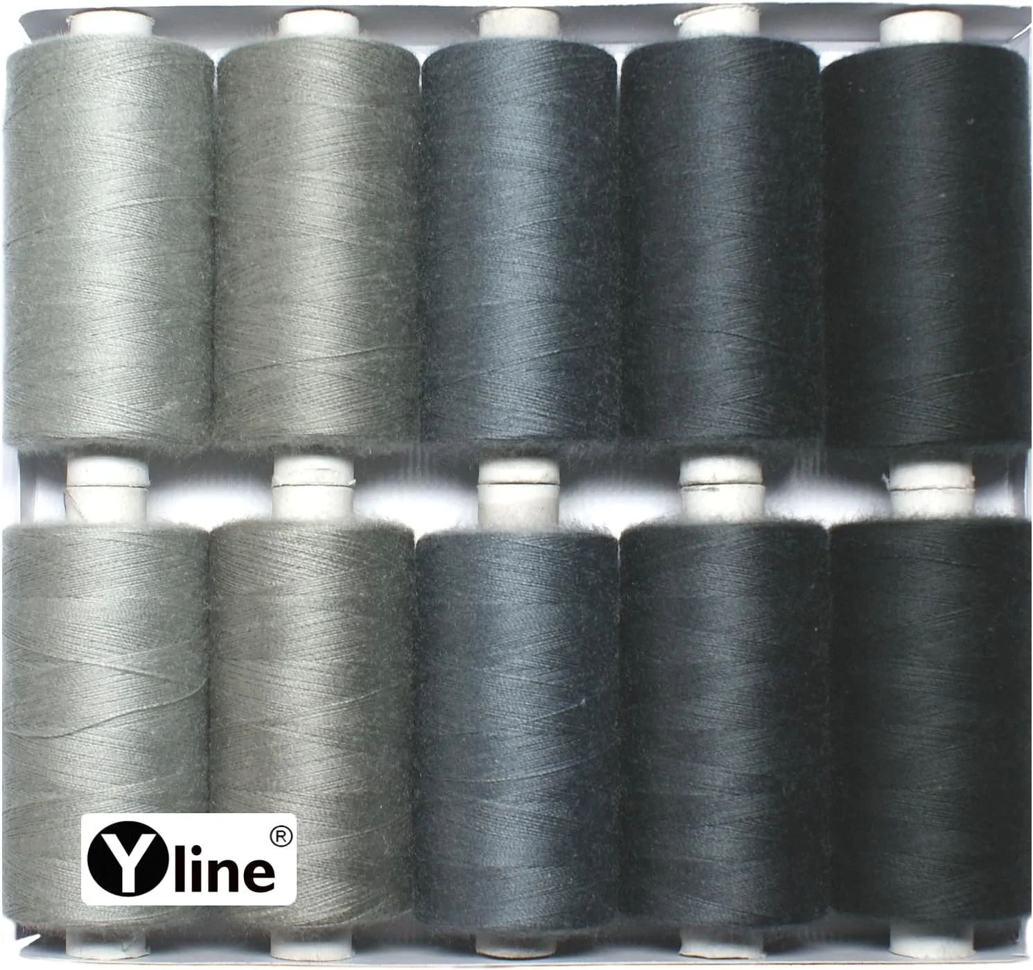 ست نخ خیاطی Yline پلی استر رنگ های طوسی برای چرخ خیاطی 10 عدد قرقره 500 متری (0.24 یورو/100 متر) 3197 ست نخ خیاطی Yline پلی استر رنگ های طوسی برای چرخ خیاطی 10 عدد قرقره 500 متری (0.24 یورو/100 متر) 3197