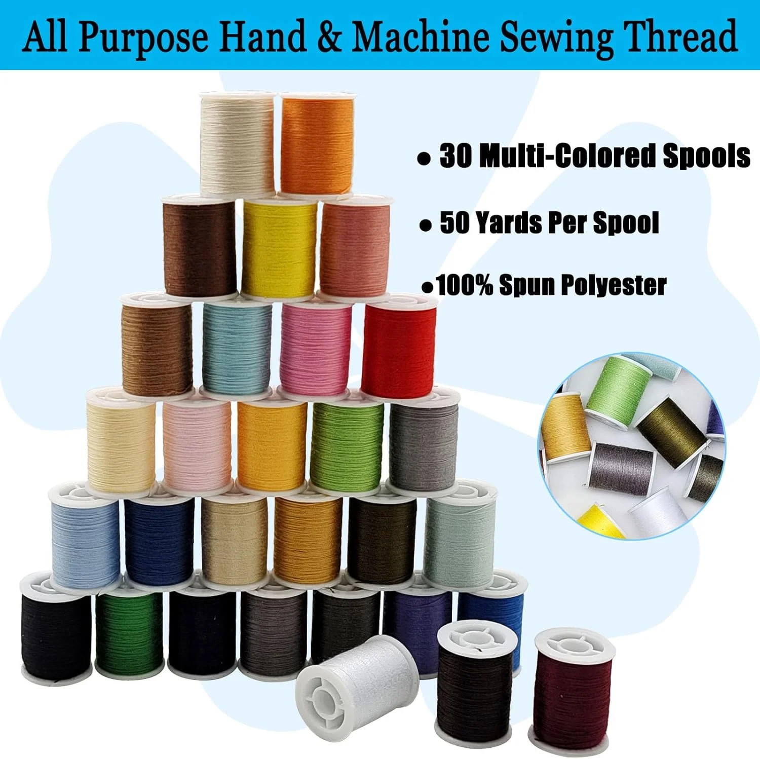 مجموعه نخ خیاطی پلی استر YEQIN - 30 رنگ متنوع، 50 یارد در هر قرقره نخ مینی، کیت خیاطی شامل 5 سوزن دستی با سوراخ بزرگ، 2 سوزن نخ کن، 1 انگشتانه، مناسب برای خیاطی دستی و ماشینی مجموعه نخ خیاطی پلی استر YEQIN - 30 رنگ متنوع، 50 یارد در هر قرقره نخ مینی، کیت خیاطی شامل 5 سوزن دستی با سوراخ بزرگ، 2 سوزن نخ کن، 1 انگشتانه، مناسب برای خیاطی دستی و ماشینی