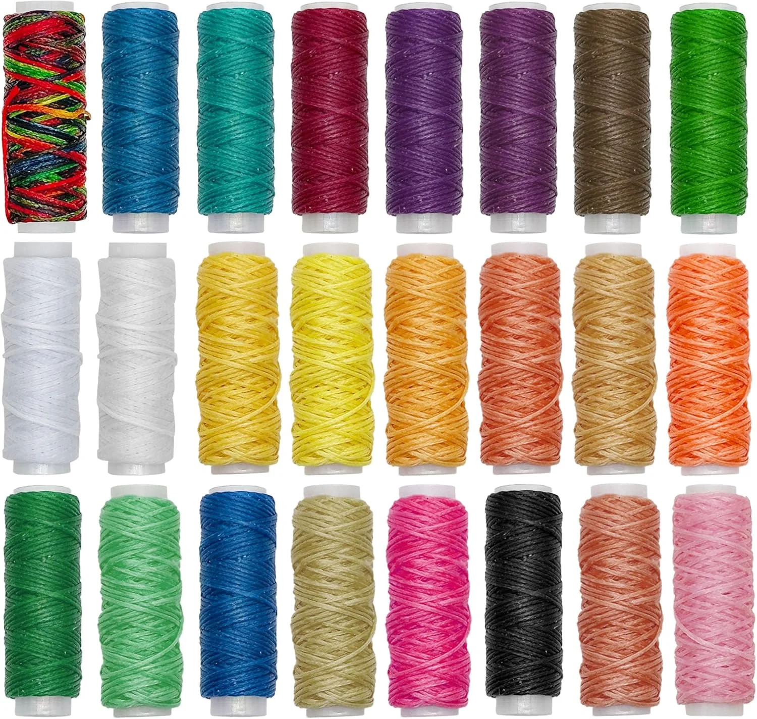 نخ موم زده 24 رنگ Yayatty، 285 متر نخ موم زده چرمی، نخ دوخت دستی 0.8 میلی متر 150D برای صحافی، دوخت دستی، نخ فرش، 12 متر در هر رنگ نخ موم زده 24 رنگ Yayatty، 285 متر نخ موم زده چرمی، نخ دوخت دستی 0.8 میلی متر 150D برای صحافی، دوخت دستی، نخ فرش، 12 متر در هر رنگ