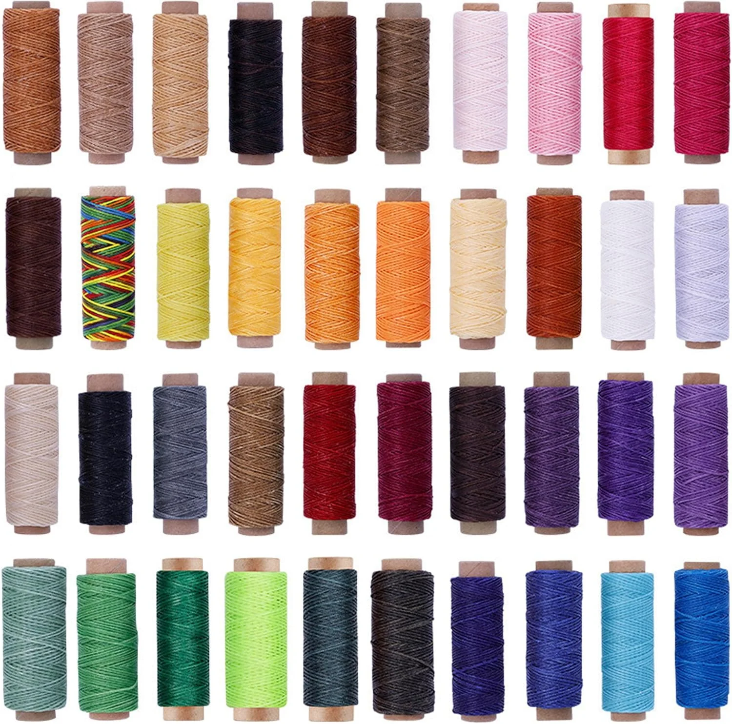 نخ موم زده چرم دوزی 520 یاردی Yayatty، مجموعه نخ خیاطی 40 رنگی، نخ پلی استر برای خیاطی دستی یا ماشینی، دوخت دستی، لحاف دوزی و صنایع دستی نخ موم زده چرم دوزی 520 یاردی Yayatty، مجموعه نخ خیاطی 40 رنگی، نخ پلی استر برای خیاطی دستی یا ماشینی، دوخت دستی، لحاف دوزی و صنایع دستی