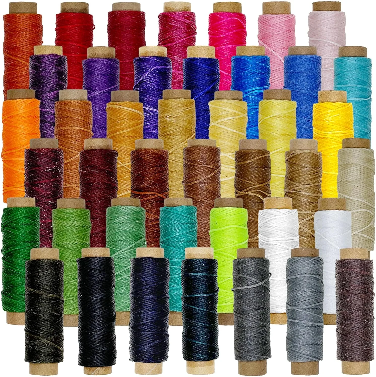 نخ موم زده 42 رنگ Yayatty، نخ دوخت چرم 0.8 میلیمتری 150D، 1378 یارد قرقره رنگی نخ بخیه موم زده برای چرمدوزی DIY، دوخت با دست، 33 یارد در هر رنگ نخ موم زده 42 رنگ Yayatty، نخ دوخت چرم 0.8 میلیمتری 150D، 1378 یارد قرقره رنگی نخ بخیه موم زده برای چرمدوزی DIY، دوخت با دست، 33 یارد در هر رنگ