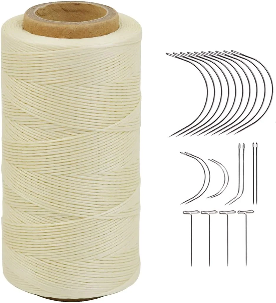 نخ موم زده تخت YANTAISIYU، نخ موم زده چرمی برای دوخت، 150D 0.8mm 280 یارد برای صنایع دستی چرمی، تعمیر کفش (بلوند) نخ موم زده تخت YANTAISIYU، نخ موم زده چرمی برای دوخت، 150D 0.8mm 280 یارد برای صنایع دستی چرمی، تعمیر کفش (بلوند)