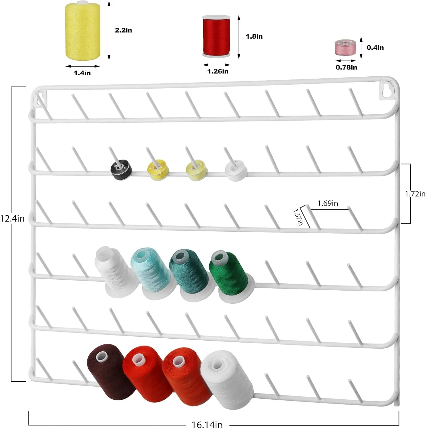 نگهدارنده نخ YBING دیواری 54 قرقره ای، قفسه نخ خیاطی، نگهدارنده نخ گلدوزی دیواری، سازمان دهنده، ابزار آویز دیواری قرقره برای لحاف دوزی، فلز سفید نگهدارنده نخ YBING دیواری 54 قرقره ای، قفسه نخ خیاطی، نگهدارنده نخ گلدوزی دیواری، سازمان دهنده، ابزار آویز دیواری قرقره برای لحاف دوزی، فلز سفید
