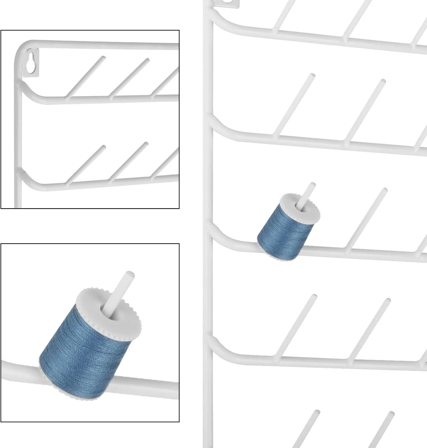نگهدارنده نخ YBING دیواری 54 قرقره ای، قفسه نخ خیاطی، نگهدارنده نخ گلدوزی دیواری، سازمان دهنده، ابزار آویز دیواری قرقره برای لحاف دوزی، فلز سفید نگهدارنده نخ YBING دیواری 54 قرقره ای، قفسه نخ خیاطی، نگهدارنده نخ گلدوزی دیواری، سازمان دهنده، ابزار آویز دیواری قرقره برای لحاف دوزی، فلز سفید