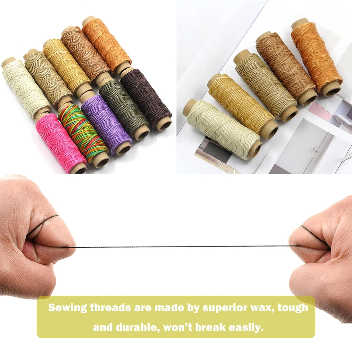 نخ موم زده چرم دوزی 520 یاردی Yayatty، مجموعه نخ خیاطی 40 رنگی، نخ پلی استر برای خیاطی دستی یا ماشینی، دوخت دستی، لحاف دوزی و صنایع دستی نخ موم زده چرم دوزی 520 یاردی Yayatty، مجموعه نخ خیاطی 40 رنگی، نخ پلی استر برای خیاطی دستی یا ماشینی، دوخت دستی، لحاف دوزی و صنایع دستی