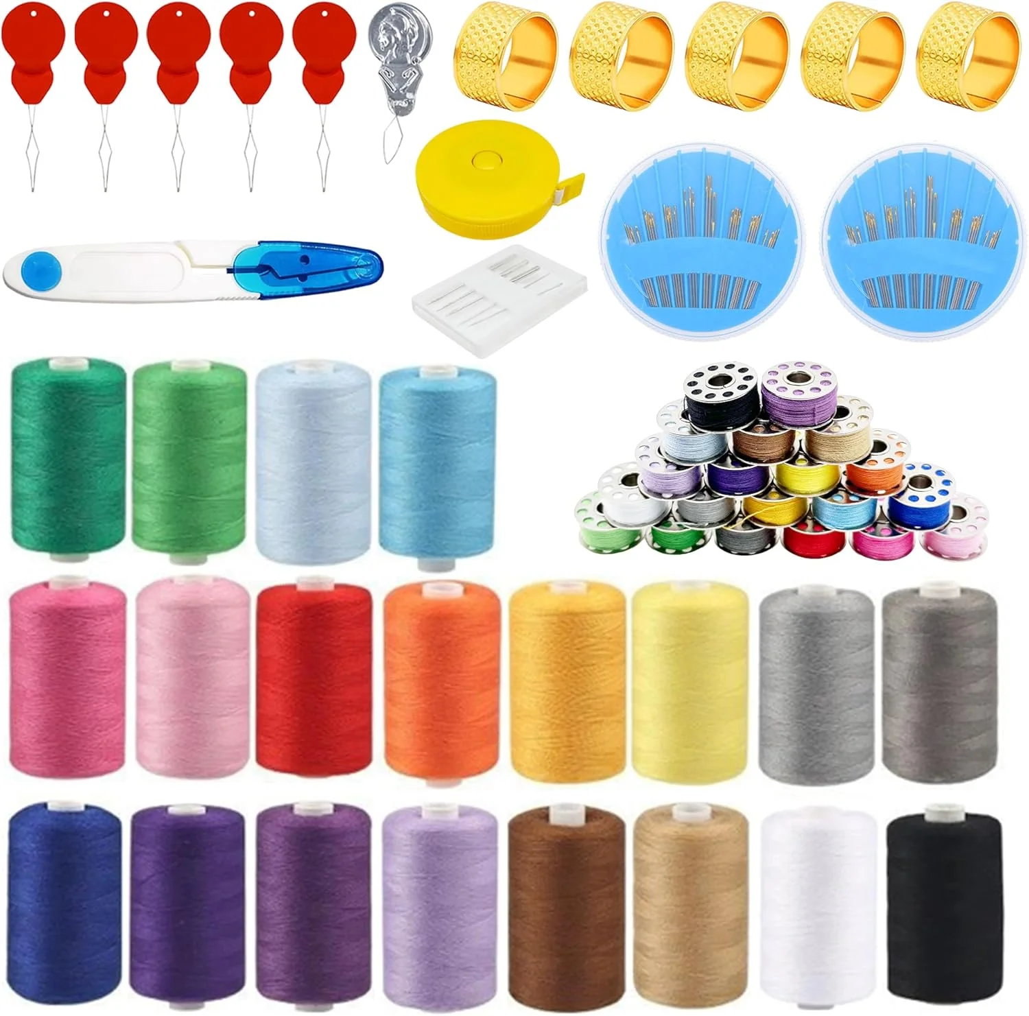ست نخ خیاطی 20 رنگ Yayatty، قرقره نخ پلی استر 1000 یاردی با سوزن، نخکش، قیچی و خطکش، قرقره نخ چرخ خیاطی برای خیاطی ست نخ خیاطی 20 رنگ Yayatty، قرقره نخ پلی استر 1000 یاردی با سوزن، نخکش، قیچی و خطکش، قرقره نخ چرخ خیاطی برای خیاطی