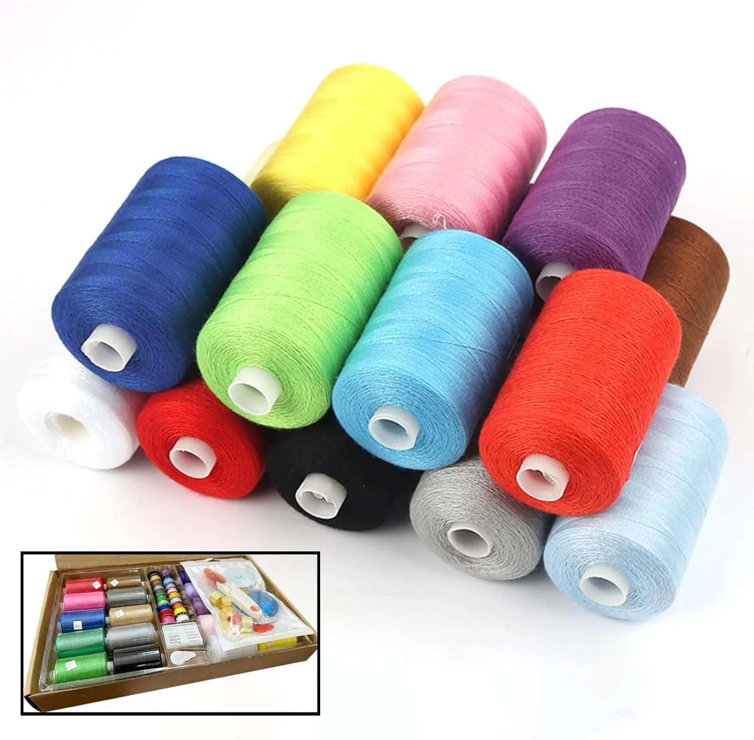 ست نخ خیاطی 20 رنگ Yayatty، قرقره نخ پلی استر 1000 یاردی با سوزن، نخکش، قیچی و خطکش، قرقره نخ چرخ خیاطی برای خیاطی ست نخ خیاطی 20 رنگ Yayatty، قرقره نخ پلی استر 1000 یاردی با سوزن، نخکش، قیچی و خطکش، قرقره نخ چرخ خیاطی برای خیاطی