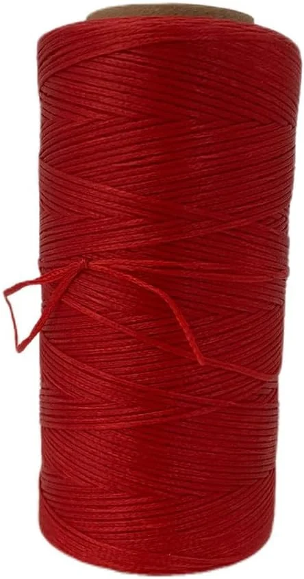 نخ موم زده تخت Wvkzuc 284yrd 150D 1 میلی متری برای دوخت چرم، صحافی کتاب، تعمیر کفش، پروژه های چرمی و صنایع دستی (قرمز)