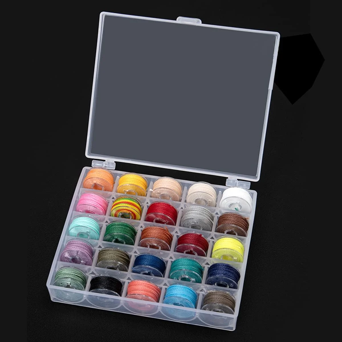 نخ قرقره از پیش پیچیده WUTA در 25 رنگ، نخ قرقره مینی، نخ دوخت چرم دست ساز DIY، طناب بافته شده، خط دستبند برای گلدوزی و خیاطی (0.55 میلی متر)