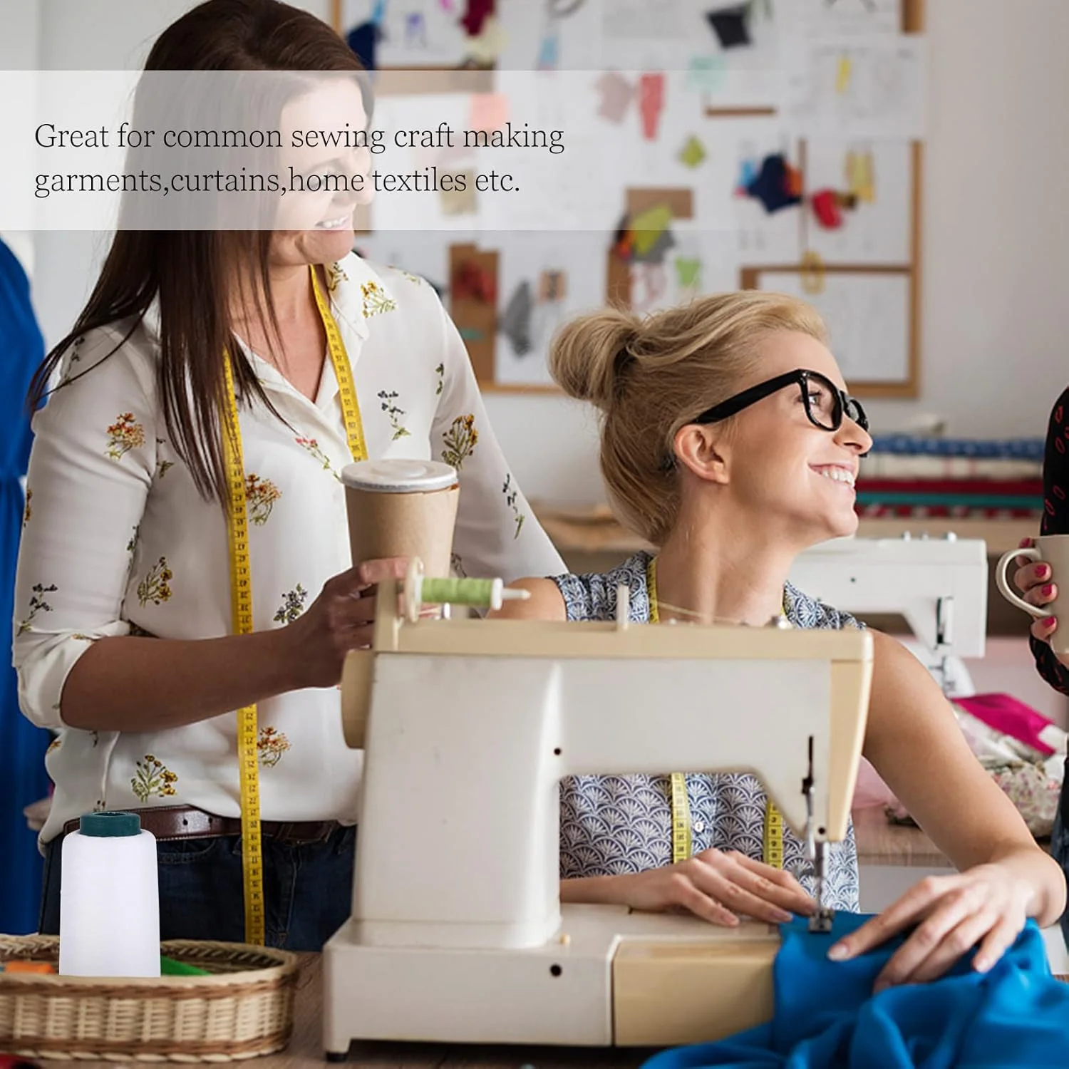 نخ خیاطی پنبه ای XBAILAZ، نخ لحاف دوزی برای چرخ خیاطی، 3000 یارد، سفید