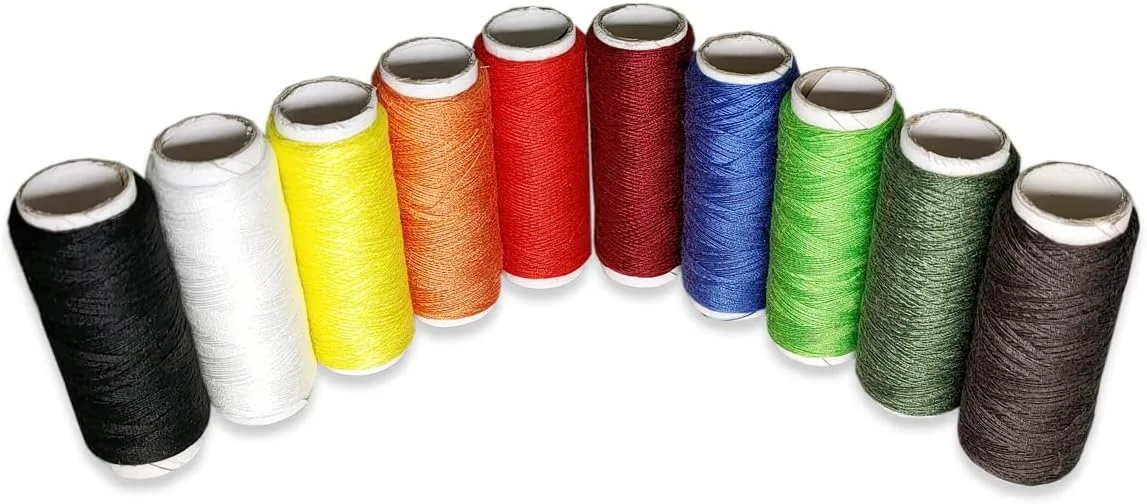 نخ خیاطی ورلد ترید، 10 قرقره نخ پلی استر 100% رنگی، مناسب برای خیاطی با ماشین و دست، لحاف دوزی