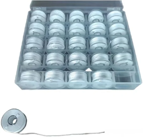 دسته نخ ماسوره از پیش پیچیده شده سفید WHTCHSU، 25 عددی، با ماسوره پلاستیکی برای ماشین های گلدوزی و خیاطی دسته نخ ماسوره از پیش پیچیده شده سفید WHTCHSU، 25 عددی، با ماسوره پلاستیکی برای ماشین های گلدوزی و خیاطی