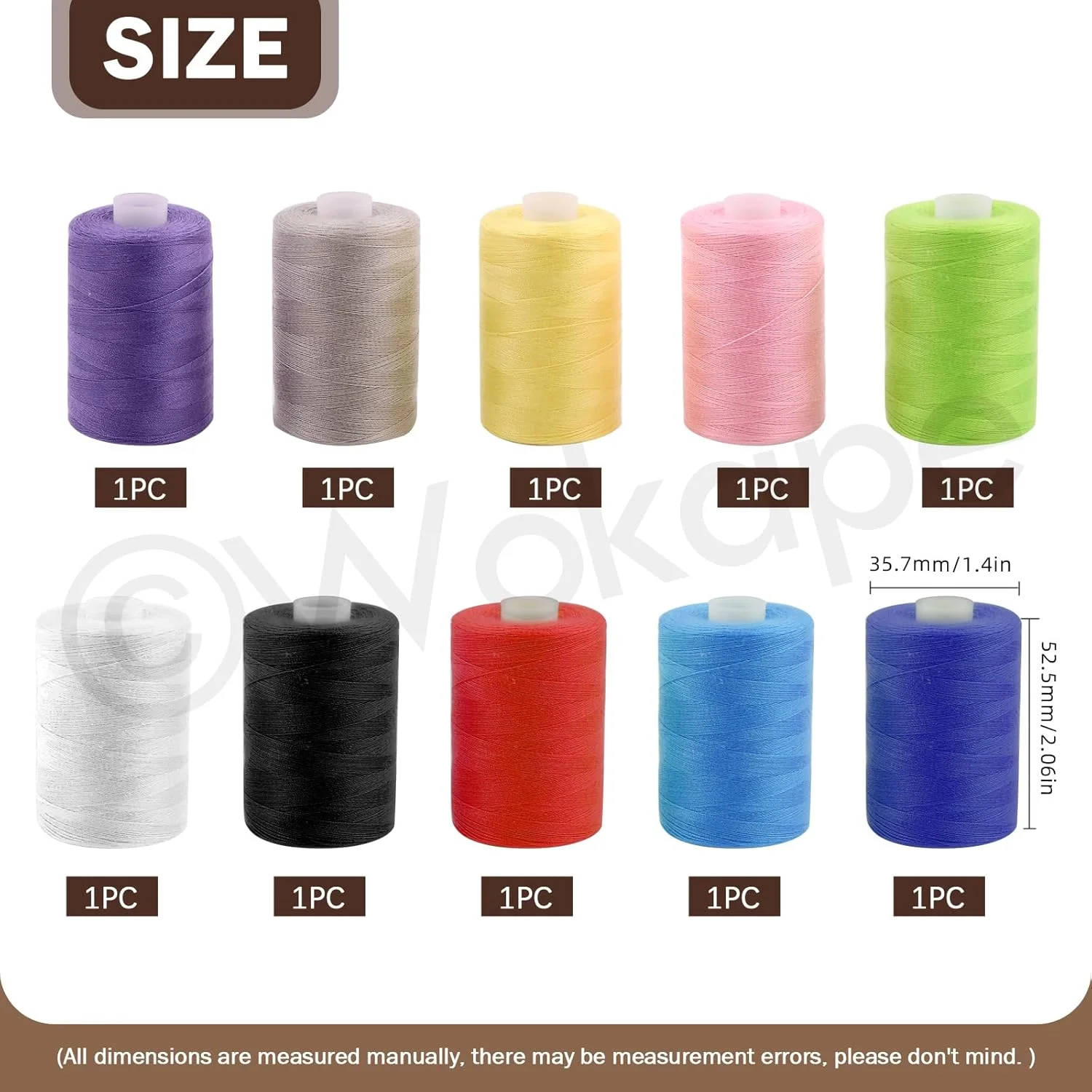 Wokape بسته 10 عددی نخ خیاطی برای دوخت دستی، لحاف دوزی و چرخ خیاطی