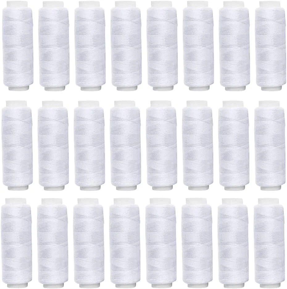 نخ خیاطی پلی استر سفید 400 یارد در هر قرقره نخ خیاطی پلی استر سفید 400 یارد در هر قرقره