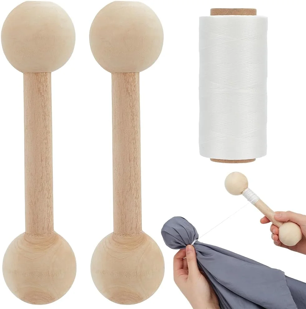 ابزار کشش نخ WEBEEDY برای رنگرزی تایلندی DIY، کیت ابزار سیم پیچی رنگرزی تایلندی شامل نخ موم سفید 150D و ابزار کشش نخ چوبی، لوازم رنگرزی تایلندی برای بزرگسالان مبتدی، دستگاه کشش نخ رنگرزی تایلندی DIY