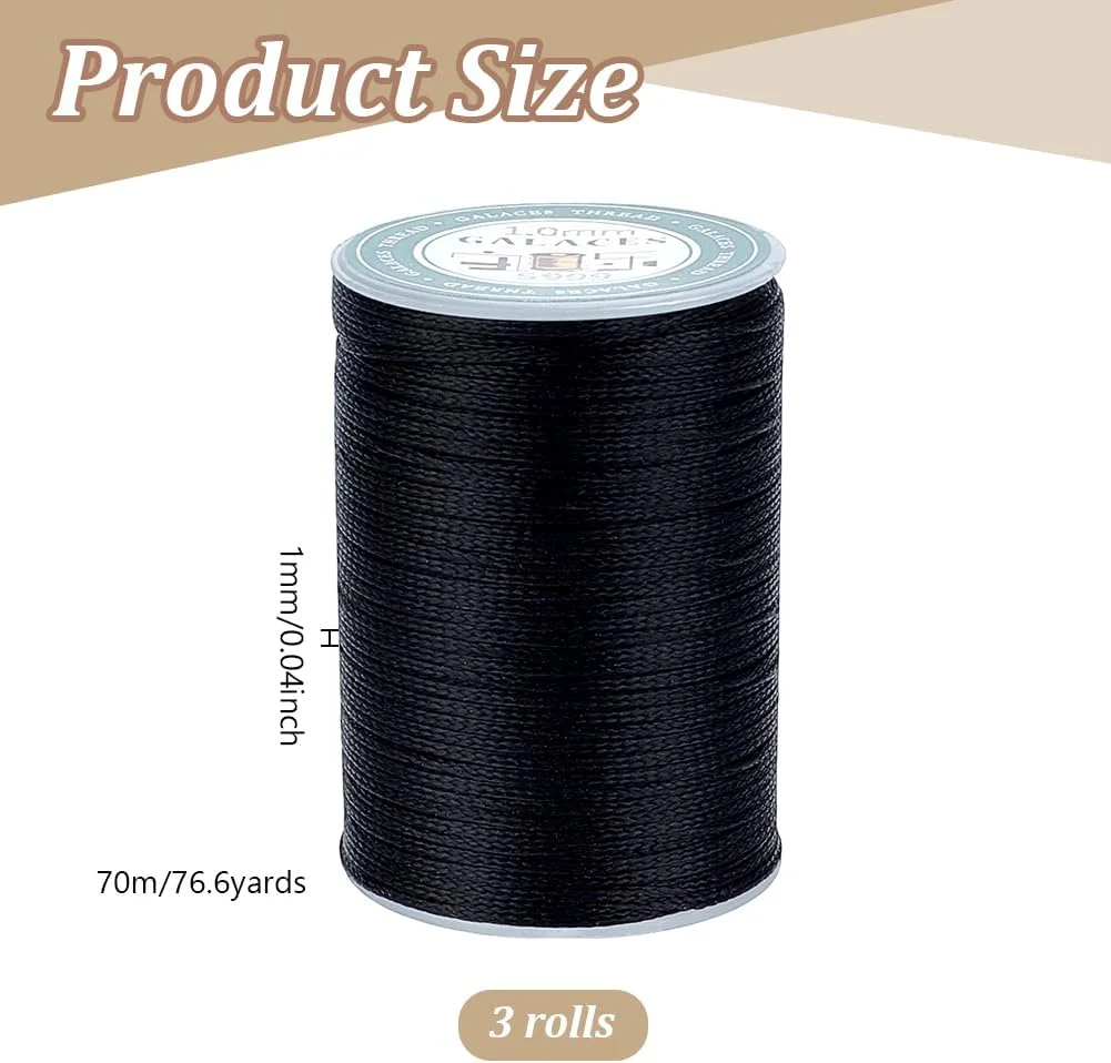 نخ موم زده چرم دوزی WEBEEDY، 230 یارد/210 متر، نخ دوخت بلند برای دوخت دستی، نخ موم زده برای تعمیر کفش، صحافی، پروژه های صنایع دستی چرمی (1 میلی متر، مشکی) نخ موم زده چرم دوزی WEBEEDY، 230 یارد/210 متر، نخ دوخت بلند برای دوخت دستی، نخ موم زده برای تعمیر کفش، صحافی، پروژه های صنایع دستی چرمی (1 میلی متر، مشکی)