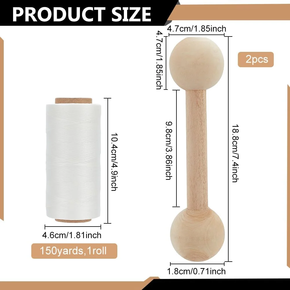 ابزار کشش نخ WEBEEDY برای رنگرزی تایلندی DIY، کیت ابزار سیم پیچی رنگرزی تایلندی شامل نخ موم سفید 150D و ابزار کشش نخ چوبی، لوازم رنگرزی تایلندی برای بزرگسالان مبتدی، دستگاه کشش نخ رنگرزی تایلندی DIY