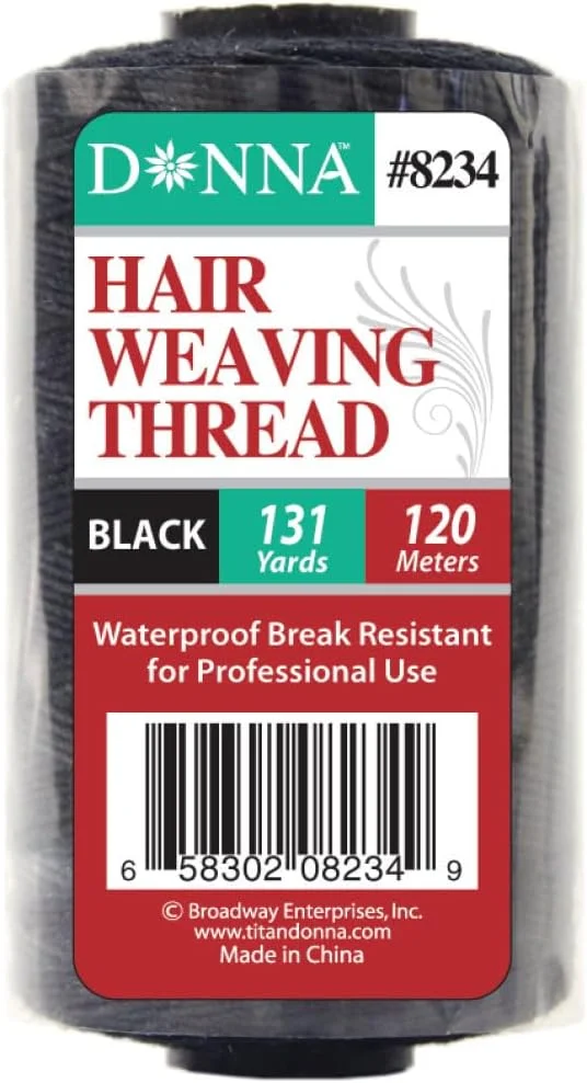 نخ بافت مو دونا، نخ بافت مو کیت اکستنشن مو، نخ بافت برای ساخت کلاه گیس و دوخت مو، 1 عدد 131 یارد (120 متر) مشکی