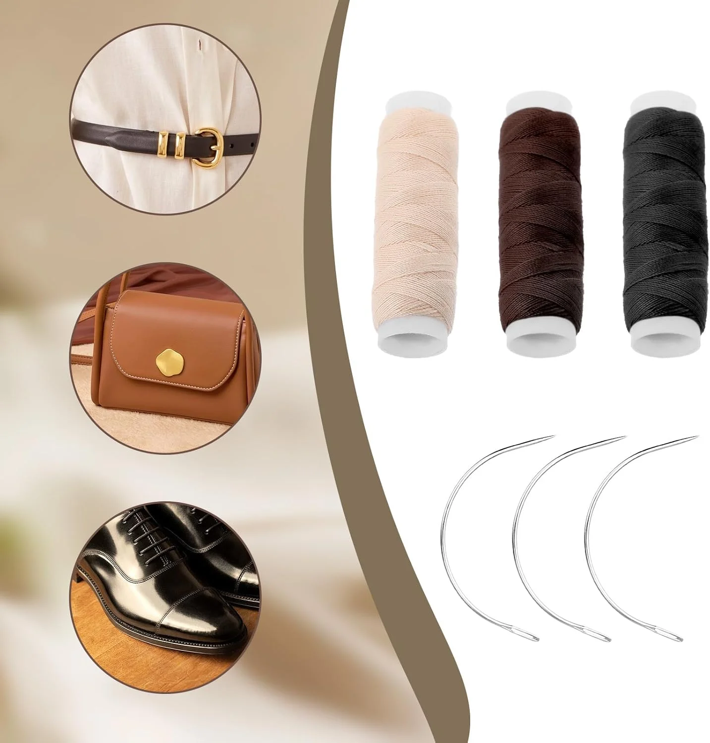 3 رول نخ بافت مو، ابزار حرفه ای اکستنشن مو، مجموعه نخ و سوزن خیاطی، نخ اکستنشن مو با 3 عدد سوزن C شکل برای ساخت کلاه گیس، اکستنشن بافت مو با خیاطی دستی DIY 3 رول نخ بافت مو، ابزار حرفه ای اکستنشن مو، مجموعه نخ و سوزن خیاطی، نخ اکستنشن مو با 3 عدد سوزن C شکل برای ساخت کلاه گیس، اکستنشن بافت مو با خیاطی دستی DIY