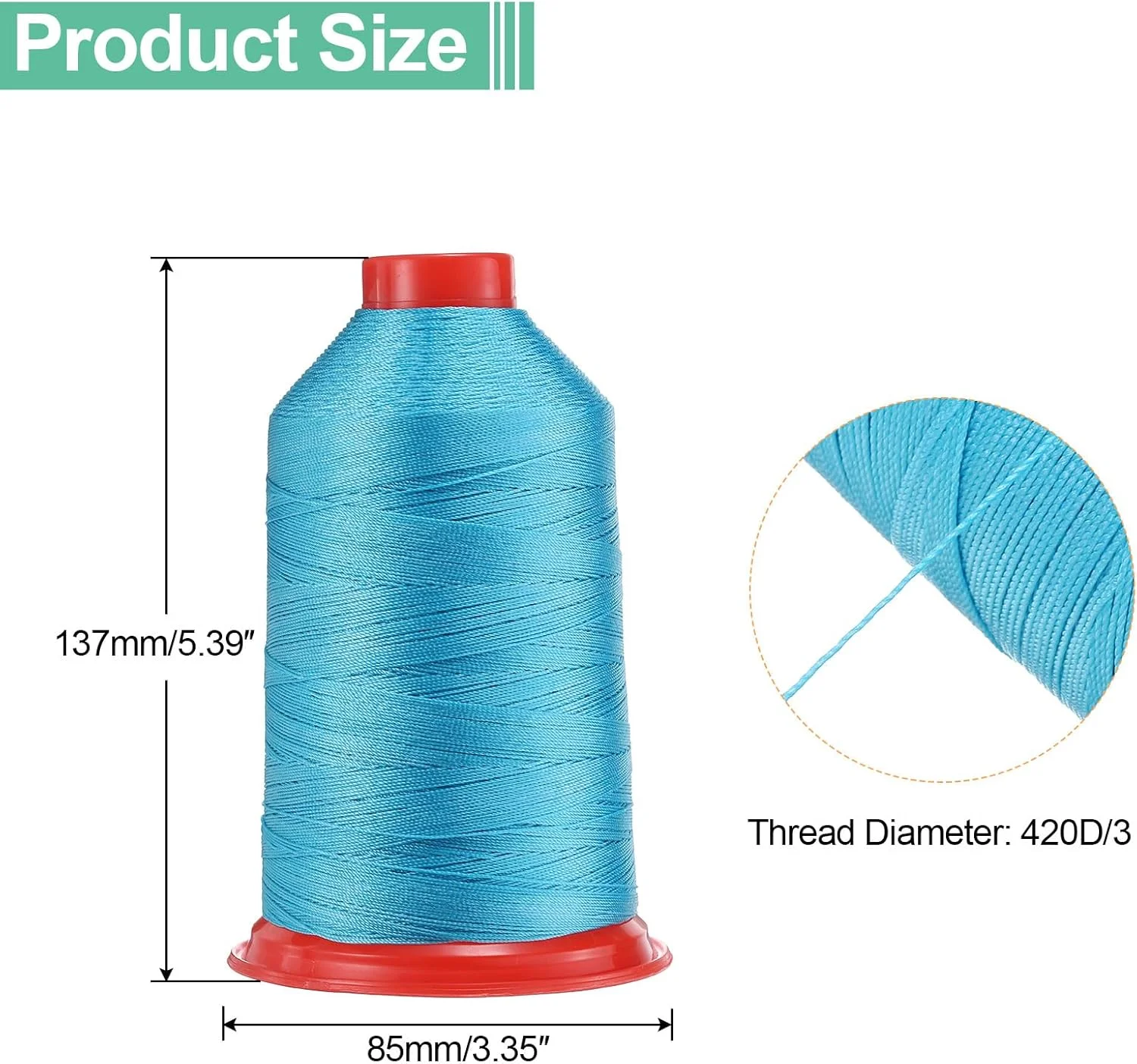 نخ دوخت نایلونی پیوندی uxcell 1400 یاردی سایز 420D/3 - نخ نایلونی سنگین برای روکش، نخ بیرونی برای چرم، جین و بافت صنایع دستی، ماشین DIY، آبی روشن نخ دوخت نایلونی پیوندی uxcell 1400 یاردی سایز 420D/3 - نخ نایلونی سنگین برای روکش، نخ بیرونی برای چرم، جین و بافت صنایع دستی، ماشین DIY، آبی روشن