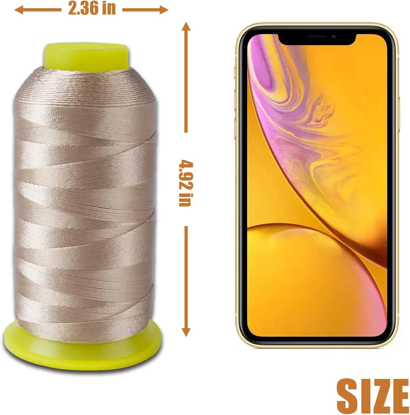 نخ نایلونی متصل شده بژ 4 عددی برای خیاطی، نخ پلی استر روکش 210d/3 سنگین، 4 مخروط 1500 یاردی هر کدام برای چرم، سوزن بافت، دستگاه سردوز اورلاک برای دوخت مو نخ نایلونی متصل شده بژ 4 عددی برای خیاطی، نخ پلی استر روکش 210d/3 سنگین، 4 مخروط 1500 یاردی هر کدام برای چرم، سوزن بافت، دستگاه سردوز اورلاک برای دوخت مو