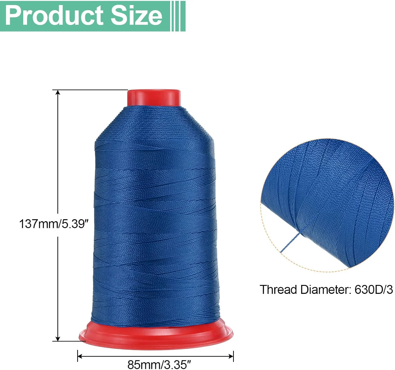 نخ خیاطی نایلونی متصل uxcell، 880 متری، سایز 630D/3، نخ نایلونی سنگین برای روکش، نخ بیرونی برای چرم، جین و ماشین بافندگی صنایع دستی، آبی یاقوتی نخ خیاطی نایلونی متصل uxcell، 880 متری، سایز 630D/3، نخ نایلونی سنگین برای روکش، نخ بیرونی برای چرم، جین و ماشین بافندگی صنایع دستی، آبی یاقوتی