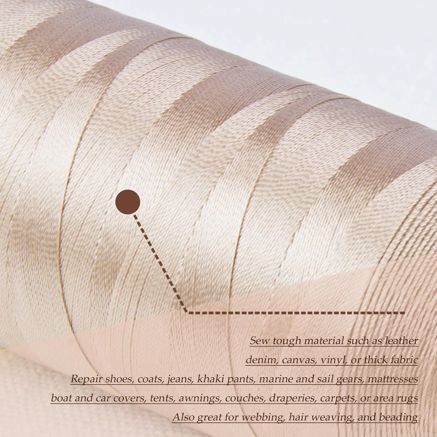 نخ نایلونی متصل شده بژ 4 عددی برای خیاطی، نخ پلی استر روکش 210d/3 سنگین، 4 مخروط 1500 یاردی هر کدام برای چرم، سوزن بافت، دستگاه سردوز اورلاک برای دوخت مو نخ نایلونی متصل شده بژ 4 عددی برای خیاطی، نخ پلی استر روکش 210d/3 سنگین، 4 مخروط 1500 یاردی هر کدام برای چرم، سوزن بافت، دستگاه سردوز اورلاک برای دوخت مو