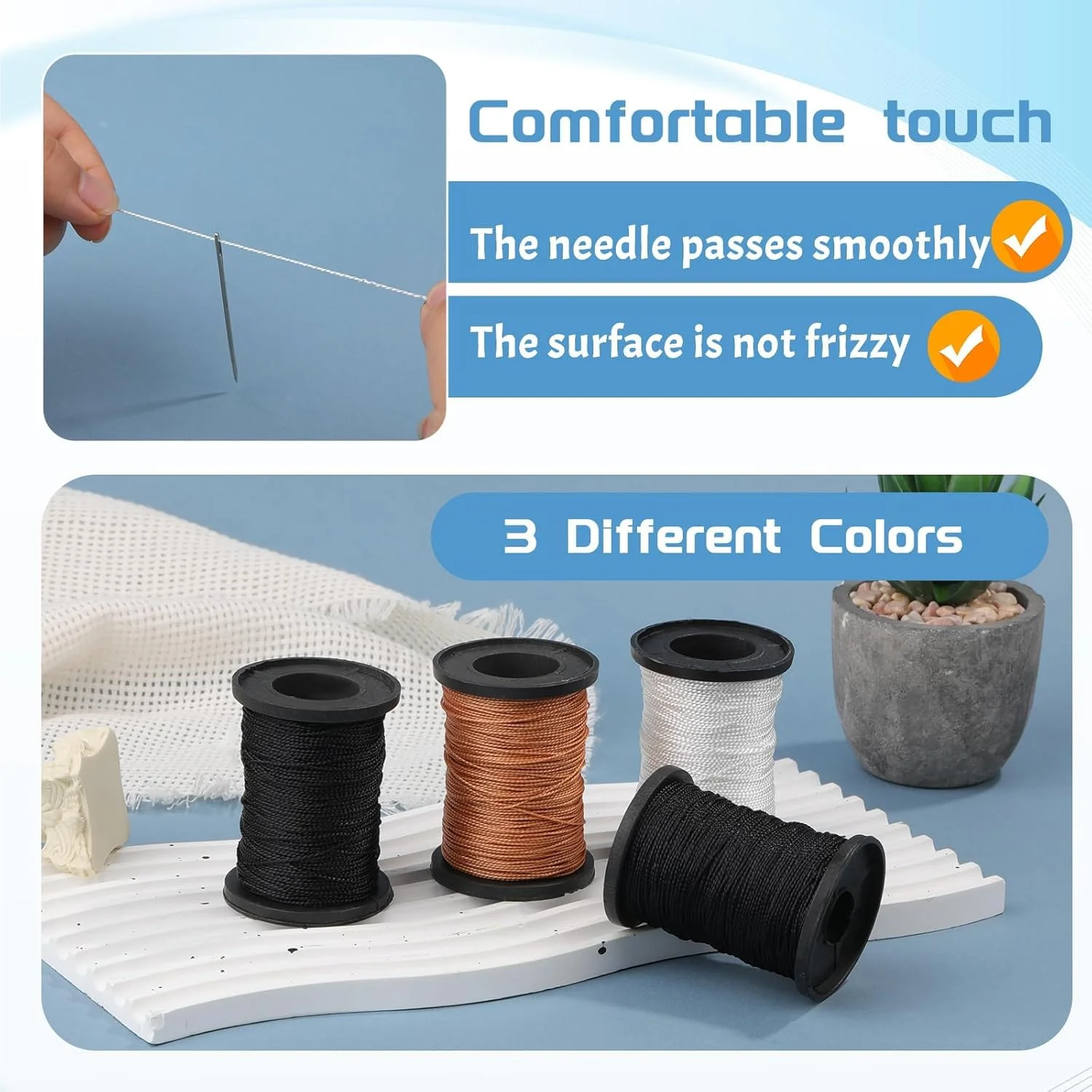 نخ خیاطی، نخ مقاوم تعمیر اثاثه یا لوازم داخلی برای خیاطی دستی، نخ های سنگین برای کیف مبلمان، صحافی کتاب، تعمیر چرم 4 عدد (2 مشکی+سفید+قهوه ای) نخ خیاطی، نخ مقاوم تعمیر اثاثه یا لوازم داخلی برای خیاطی دستی، نخ های سنگین برای کیف مبلمان، صحافی کتاب، تعمیر چرم 4 عدد (2 مشکی+سفید+قهوه ای)