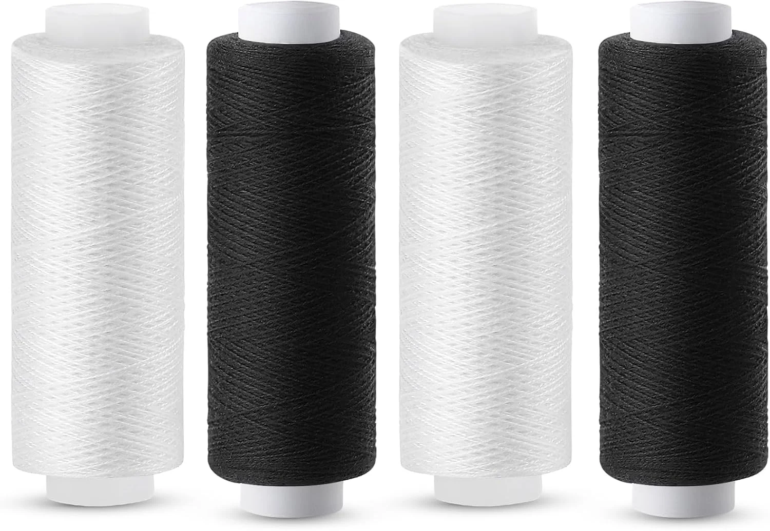 نخ خیاطی توندی، مشکی و سفید، 4 عدد 200 یاردی، نخ پلی استر چرخ خیاطی برای چرخ خیاطی، خیاطی دستی و گلدوزی نخ خیاطی توندی، مشکی و سفید، 4 عدد 200 یاردی، نخ پلی استر چرخ خیاطی برای چرخ خیاطی، خیاطی دستی و گلدوزی