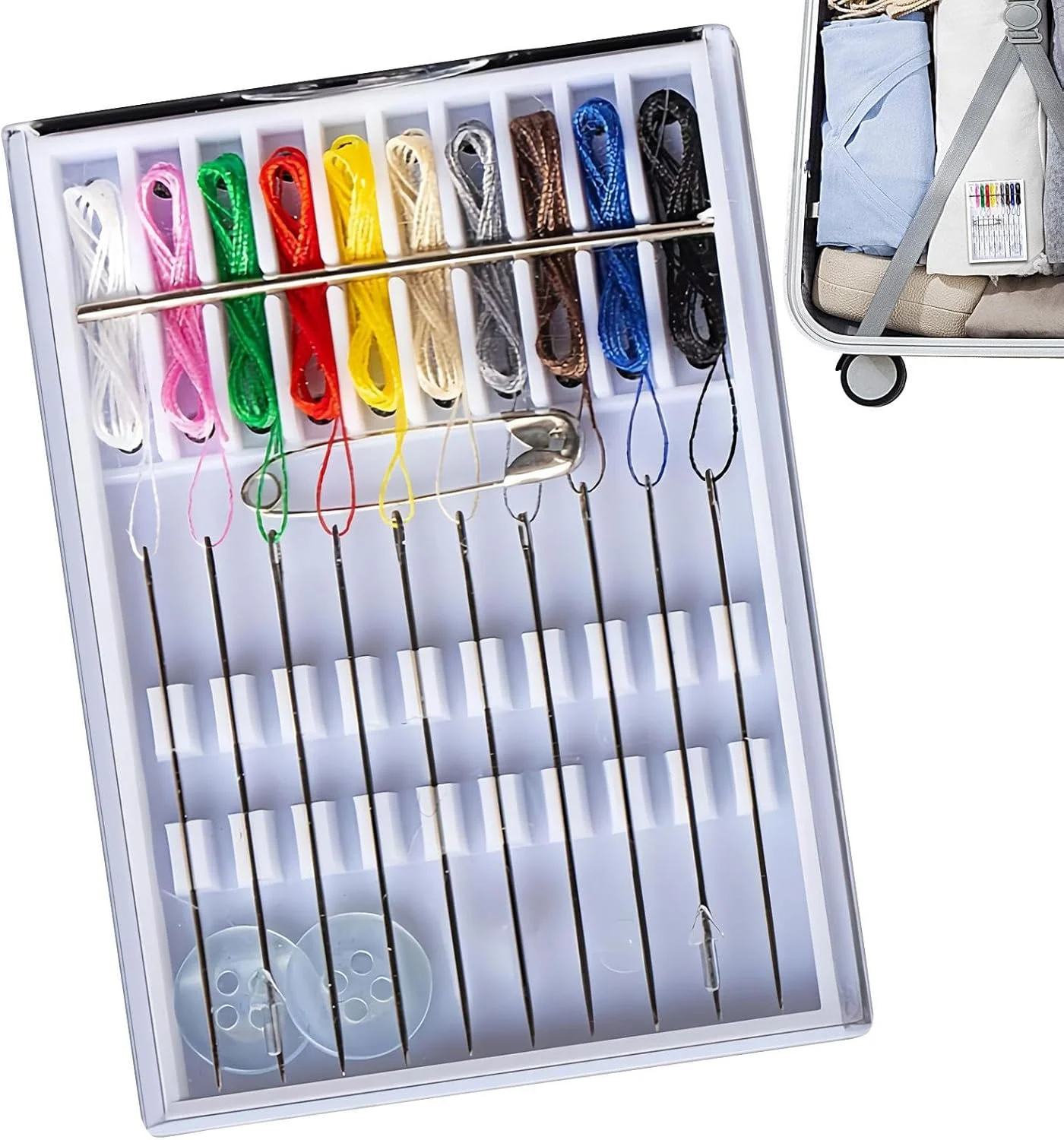 ست خیاطی مسافرتی - 10 رنگ نخ از قبل نخ شده لوازم جانبی خیاطی قابل حمل | لوازم جانبی گلدوزی با دکمه سنجاق برای مادر مادربزرگ زنان مردان ست خیاطی مسافرتی - 10 رنگ نخ از قبل نخ شده لوازم جانبی خیاطی قابل حمل | لوازم جانبی گلدوزی با دکمه سنجاق برای مادر مادربزرگ زنان مردان