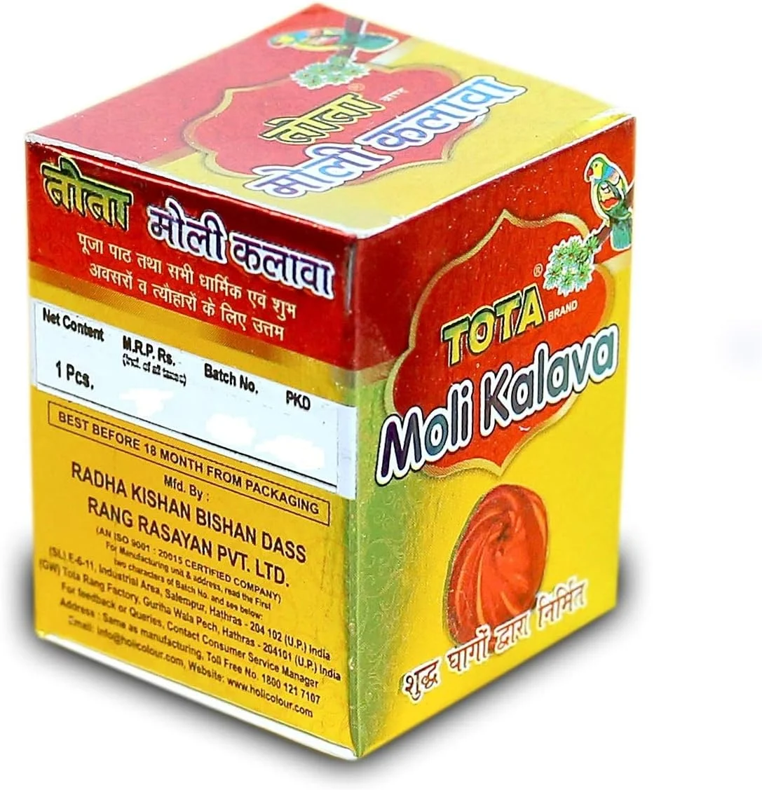 مولای کالاوا TOTA برای پوجا. رول مولی کالاوا 100% پنبه ای با رایحه. رنگ - قرمز، زرد. مجموعه 5 عددی (هر کدام 20 گرم). مولای کالاوا TOTA برای پوجا. رول مولی کالاوا 100% پنبه ای با رایحه. رنگ - قرمز، زرد. مجموعه 5 عددی (هر کدام 20 گرم).