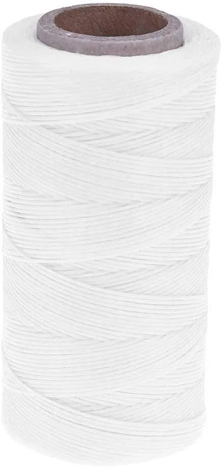 نخ چرم TopHomer، نخ موم زده سفید 150D، 1 میلی متر × 270 متر، نخ دوخت چرم موم زده برای صنایع دستی چرمی، صحافی نخ چرم TopHomer، نخ موم زده سفید 150D، 1 میلی متر × 270 متر، نخ دوخت چرم موم زده برای صنایع دستی چرمی، صحافی