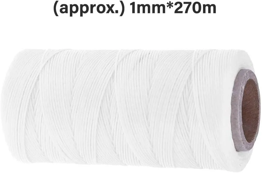 نخ چرم TopHomer، نخ موم زده سفید 150D، 1 میلی متر × 270 متر، نخ دوخت چرم موم زده برای صنایع دستی چرمی، صحافی نخ چرم TopHomer، نخ موم زده سفید 150D، 1 میلی متر × 270 متر، نخ دوخت چرم موم زده برای صنایع دستی چرمی، صحافی