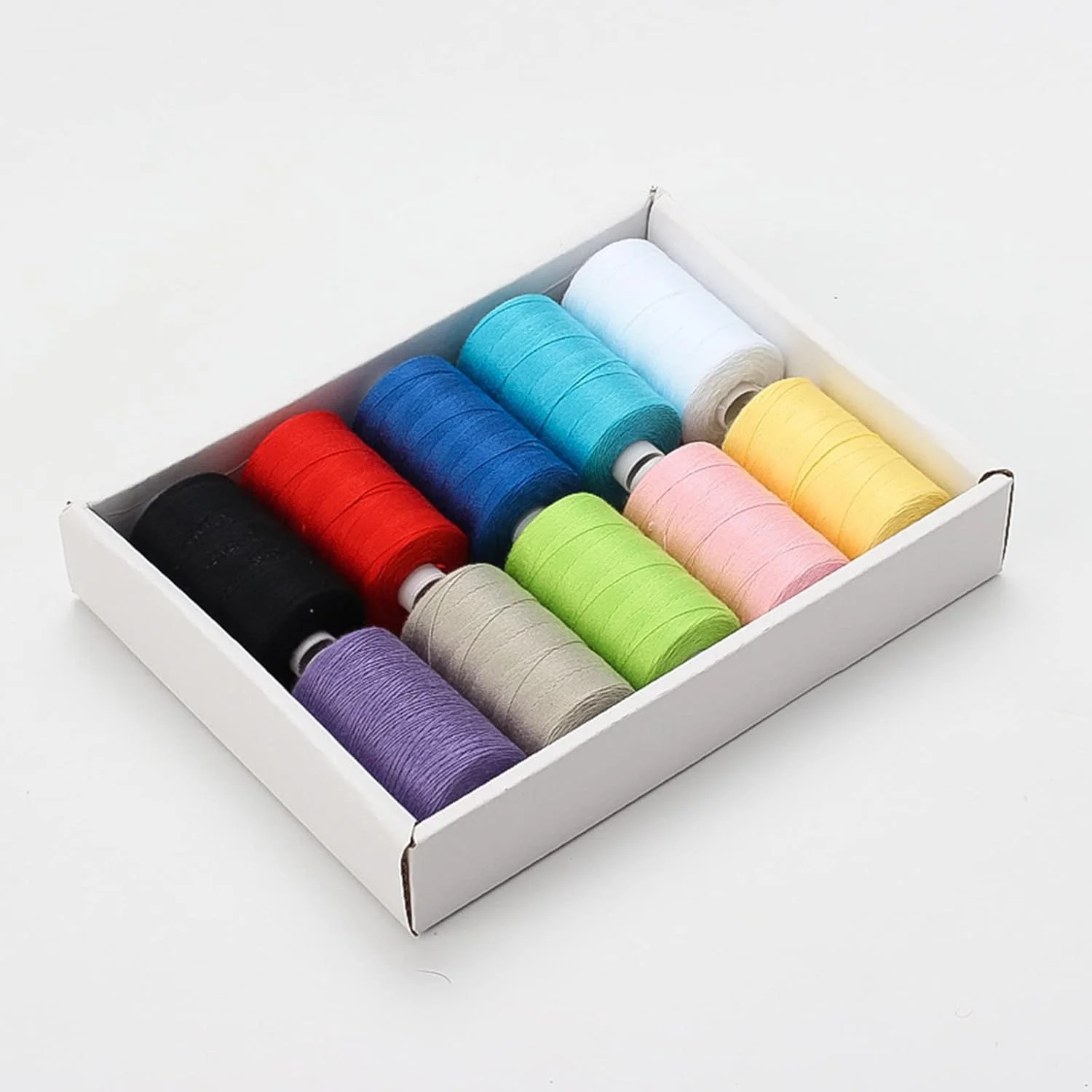 10 عدد نخ خیاطی پلی استر، متراژ بالا در هر قرقره، مناسب برای چرخ خیاطی خانگی، دوخت دستی و گلدوزی