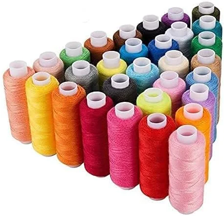جعبه 25 عددی قرقره نخ خیاطی چند رنگ با نخ خیاطی پلی استر ریسیده 100%، 25 لوله طراحی رنگ تیره، سایه 150 متری جعبه 25 عددی قرقره نخ خیاطی چند رنگ با نخ خیاطی پلی استر ریسیده 100%، 25 لوله طراحی رنگ تیره، سایه 150 متری