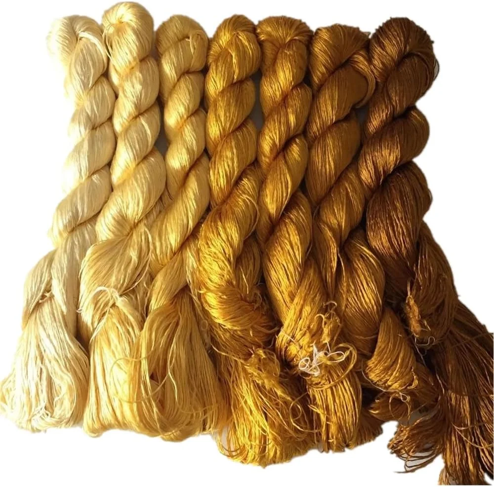 7 کلاف نخ ابریشم طبیعی توت 100% مناسب گلدوزی، 440 متر در هر کلاف، گروه رنگ 51