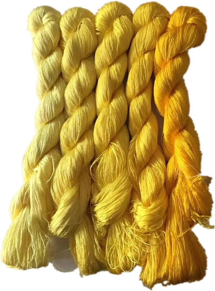 نخ ابریشم دوزی 100% طبیعی توت، 5 کلاف، 440 متر در هر کلاف، گروه رنگ 75