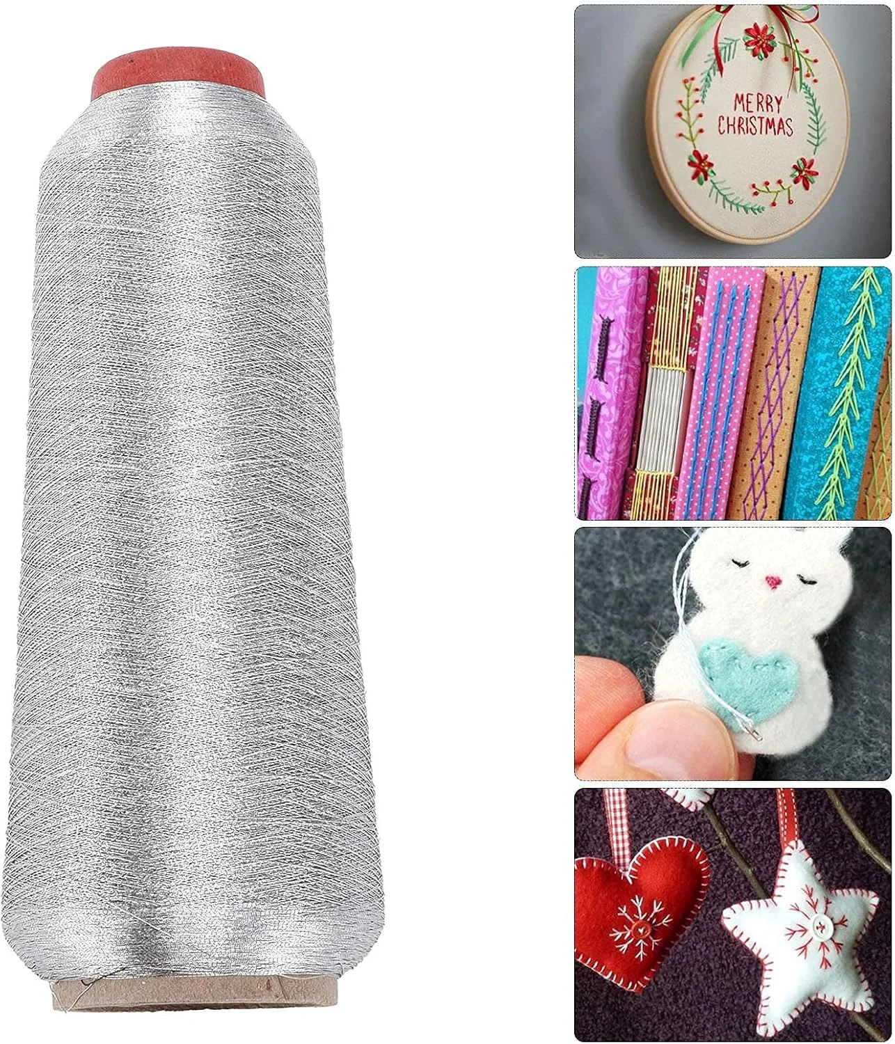 نخ سردوز، نخ چرخ خیاطی بادوام، گلدوزی DIY زیبا برای گلدوزی و خیاطی دستی (نقره ای) نخ سردوز، نخ چرخ خیاطی بادوام، گلدوزی DIY زیبا برای گلدوزی و خیاطی دستی (نقره ای)