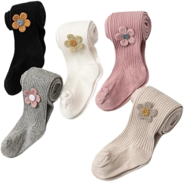 جوراب شلواری دخترانه WATOCHE، بسته 3/4/5 عددی، ساق‌های بافتنی کابلی، جوراب‌های ساق بلند بدون درز دخترانه، جوراب شلواری پنبه‌ای با پاپیون