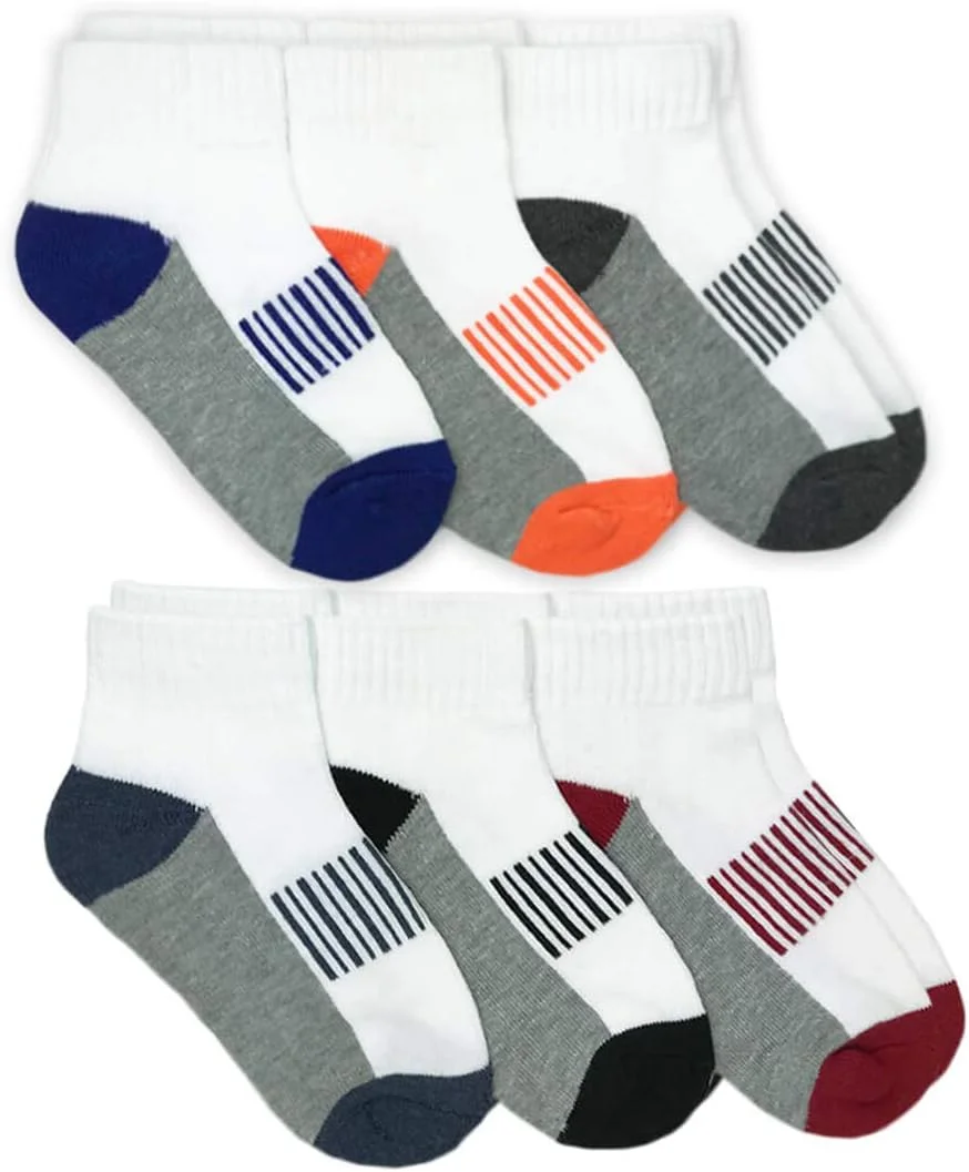 جوراب های ساق کوتاه ورزشی نیمه ضخیم پسرانه Jefferies Socks، بسته 6 عددی جوراب های ساق کوتاه ورزشی نیمه ضخیم پسرانه Jefferies Socks، بسته 6 عددی